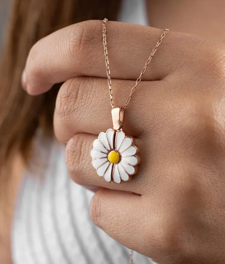 Personalized Daisy Flower Pendant